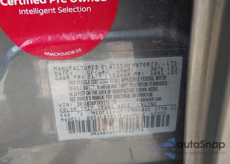 2019 Nissan Sentra Sv from USA, damaged, VIN 3N1AB7AP7KY212778